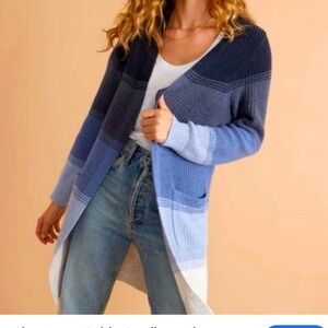 Marine Layer Cabin Long Cardigan in Blue Ombre Size X-Small
